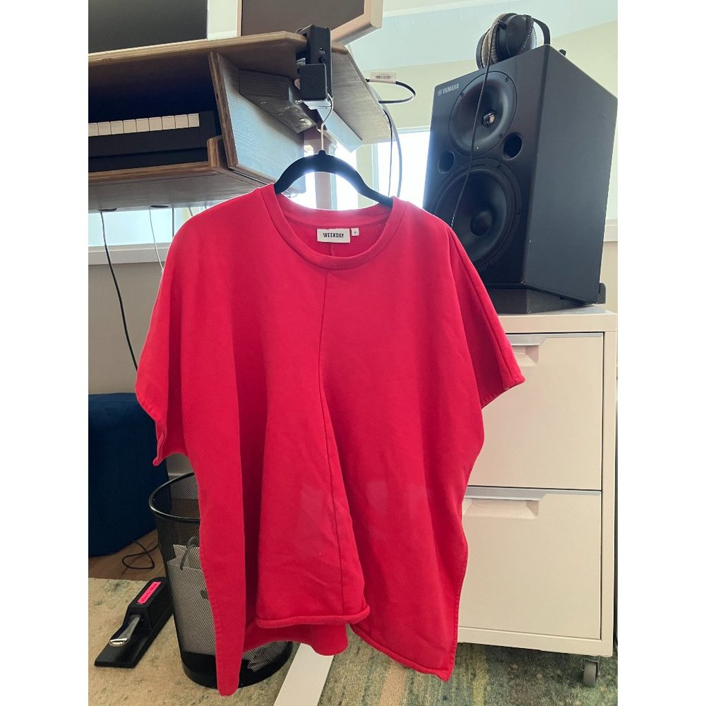 WEEKDAY oversize 80s sweatshirt in bright pink